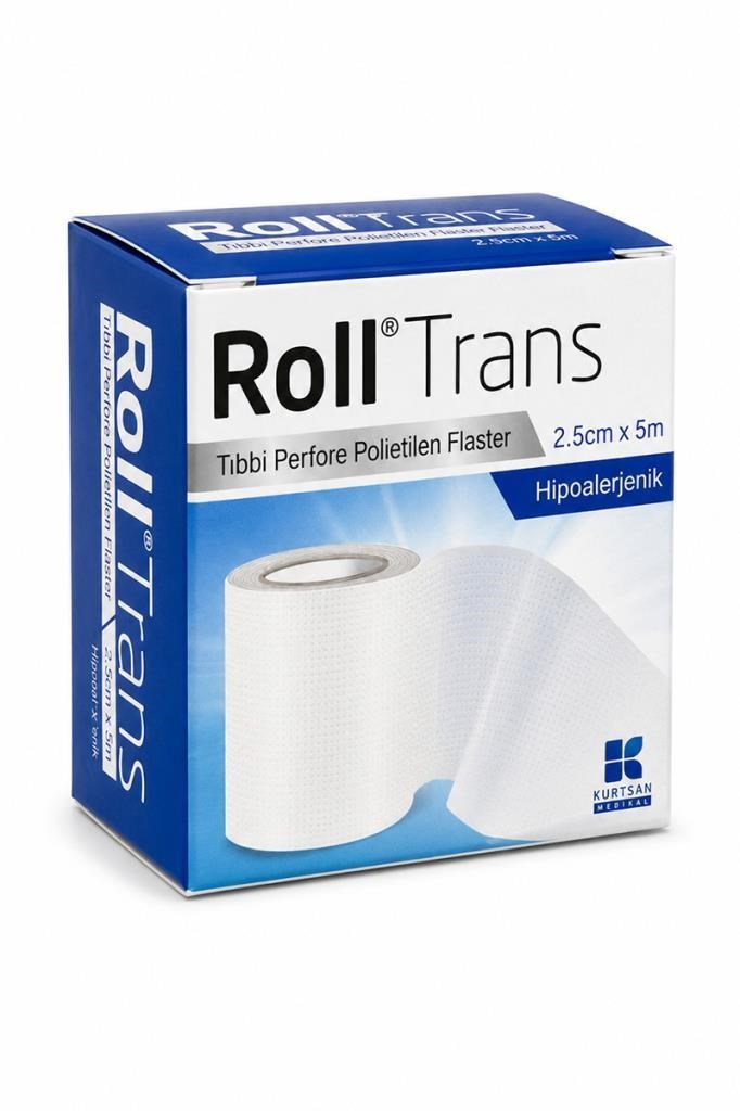 Roll Trans Şeffaf Perfore Polietilen 2.5cm x 5m Hipoalerjenik FlasterRoll Trans