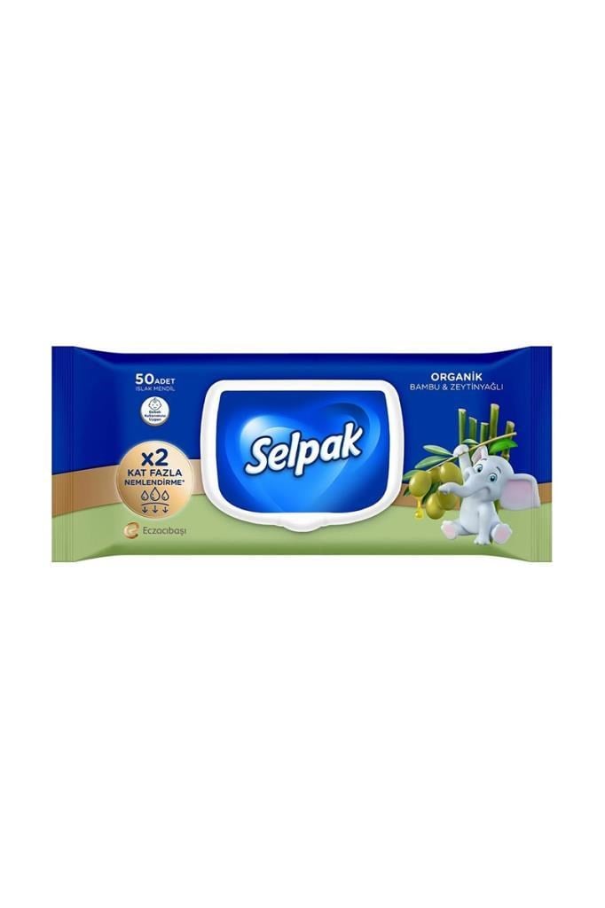 Selpak Organik Bambu ve Zeytinyağlı 50 Yaprak Islak MendilSelpak
