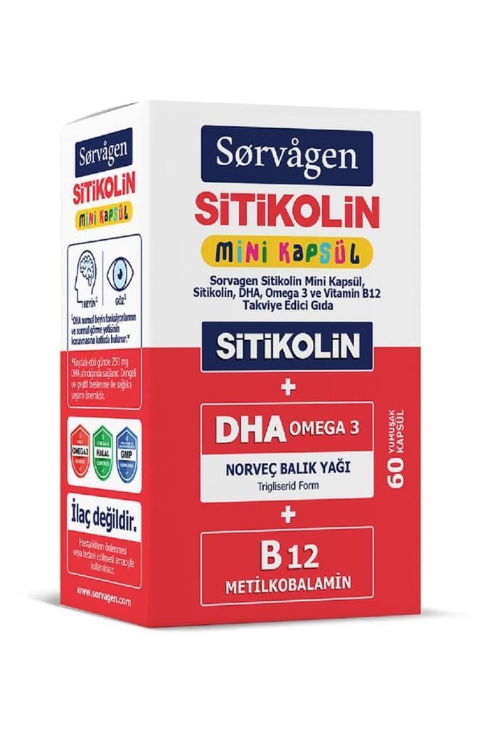 Sorvagen Mini Kapsül Sitikolin, Dha Omega 3 ve B12 - 60 KapsülSorvagen