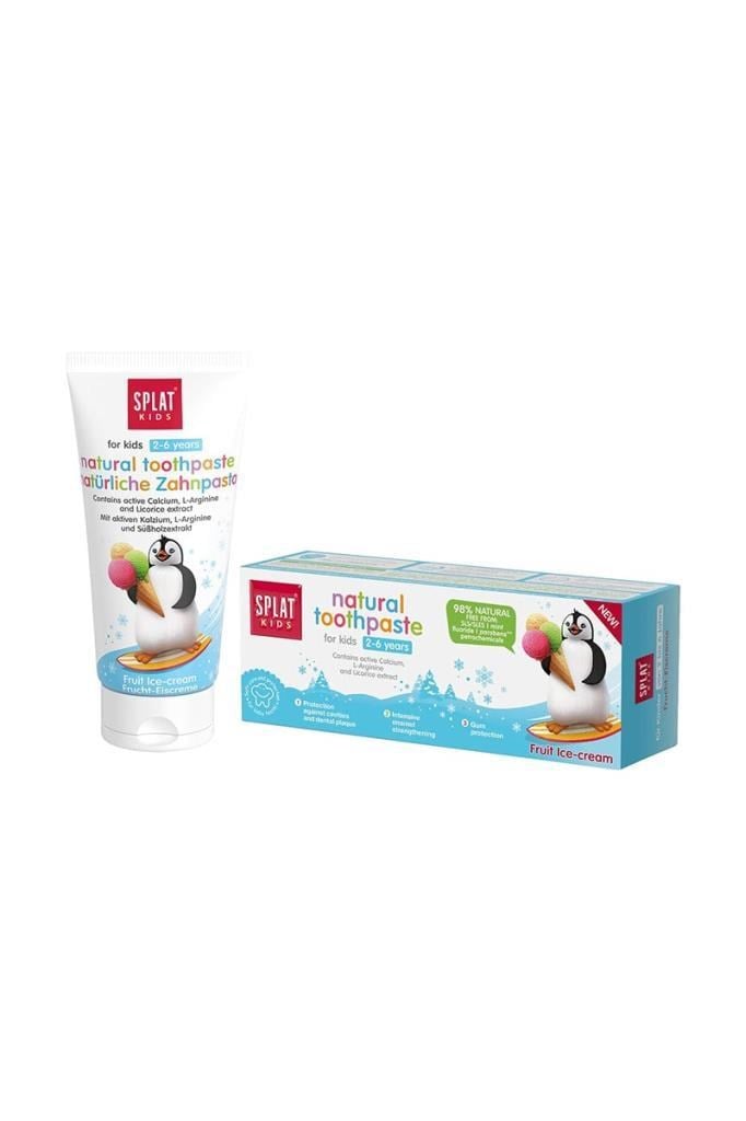 Çocuk Diş Macunu | Splat Kids Dondurma 50 ml Splat Kids Natural Meyveli Dondurma 2-6 Yaş Florürsüz Çocuk Diş Macunu 50 mlSplat