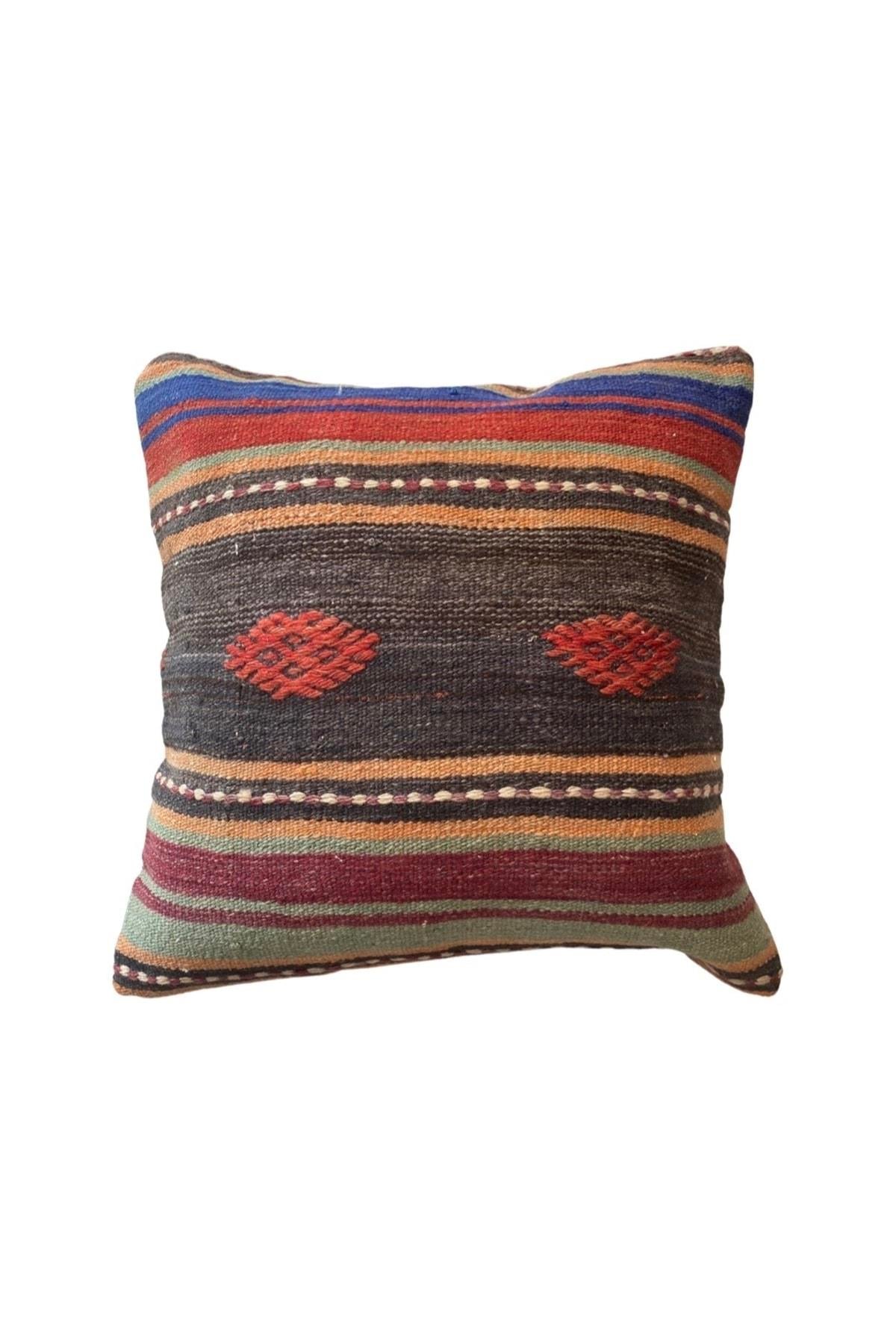Anadolu Türk Kilimlerinden El Emeği Vintage Yastık Kılıfları 45x45 Cm 16
