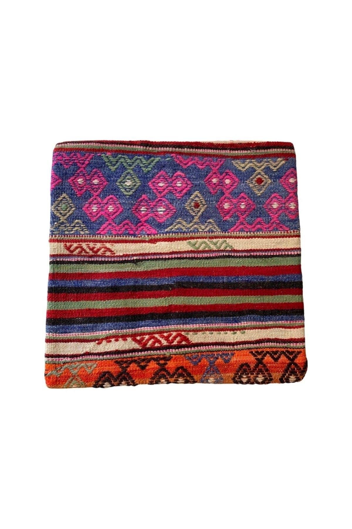 Anadolu Türk Kilimlerinden El Emeği Vintage Yastık Kılıfları 45x45 Cm 10