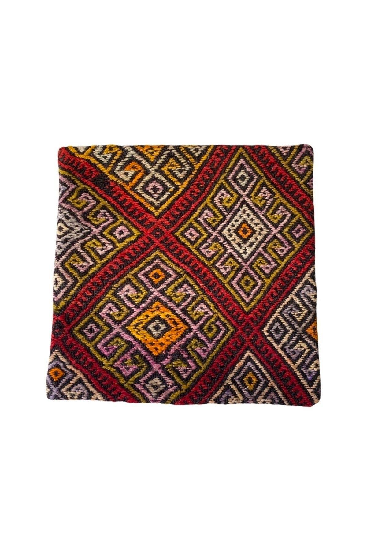 Anadolu Türk Kilimlerinden El Emeği Vintage Yastık Kılıfları 40x40 Cm 1