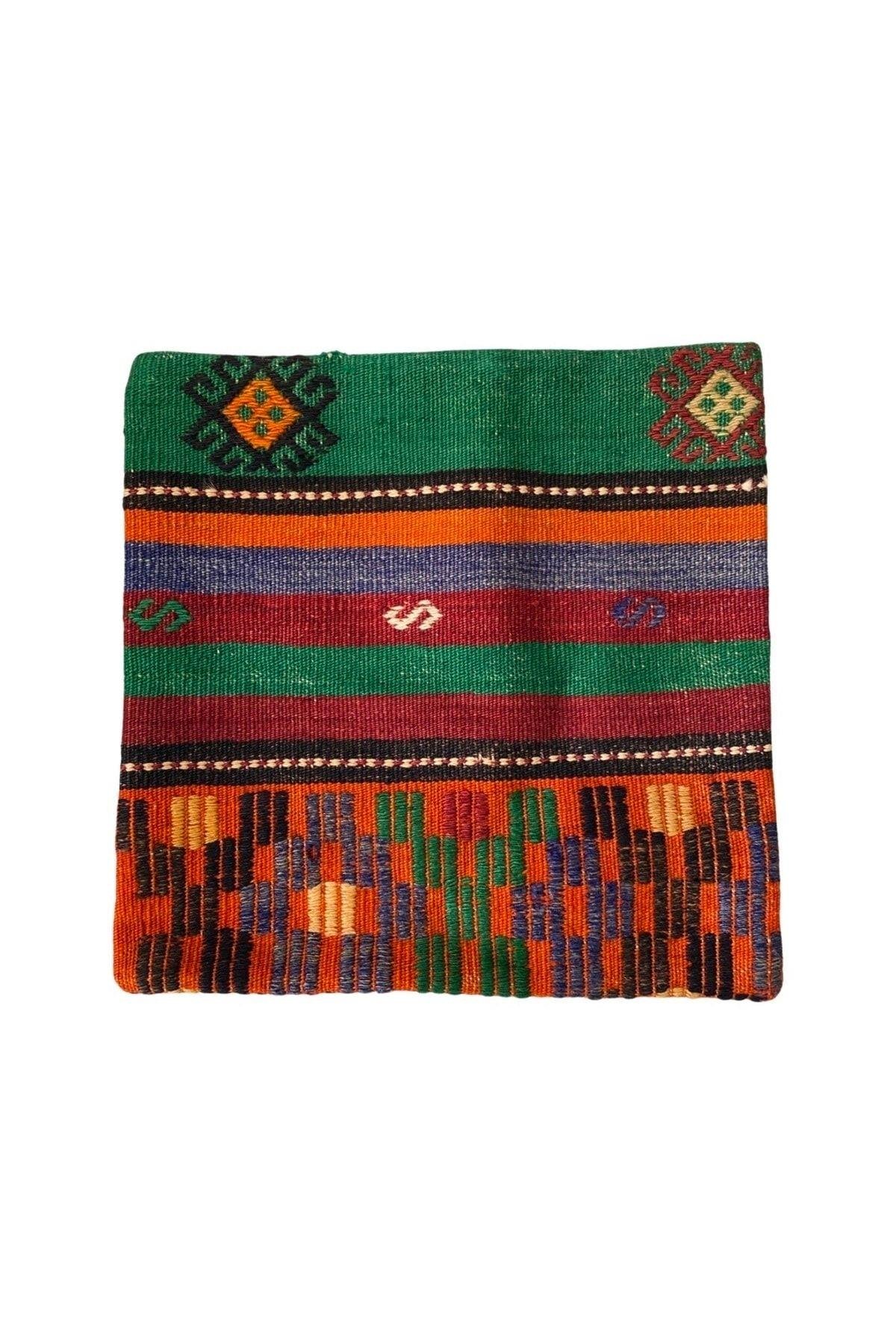 Anadolu Türk Kilimlerinden El Emeği Vintage Yastık Kılıfları 40x40 Cm 10