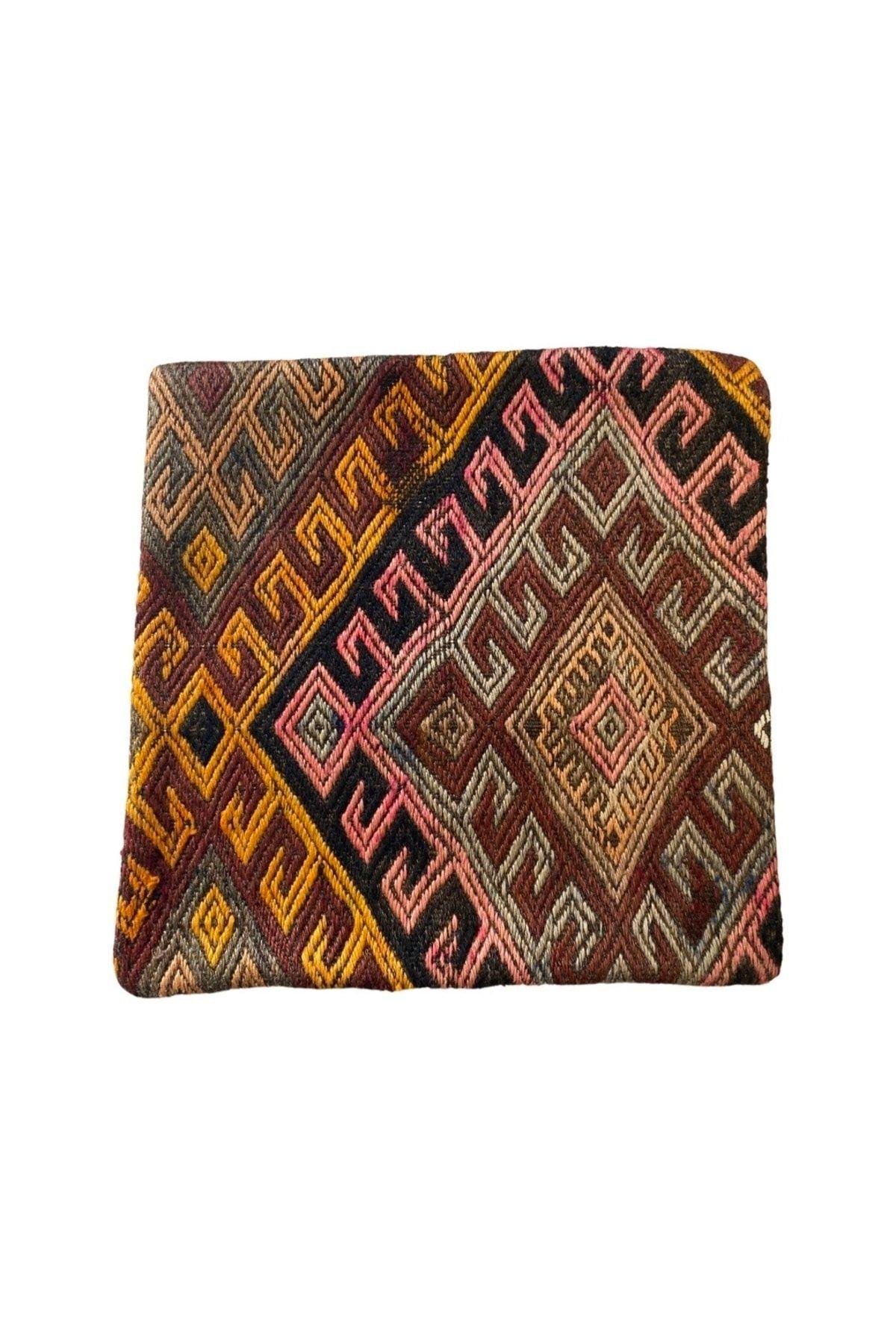 Anadolu Türk Kilimlerinden El Emeği Vintage Yastık Kılıfları 45x45 Cm 7
