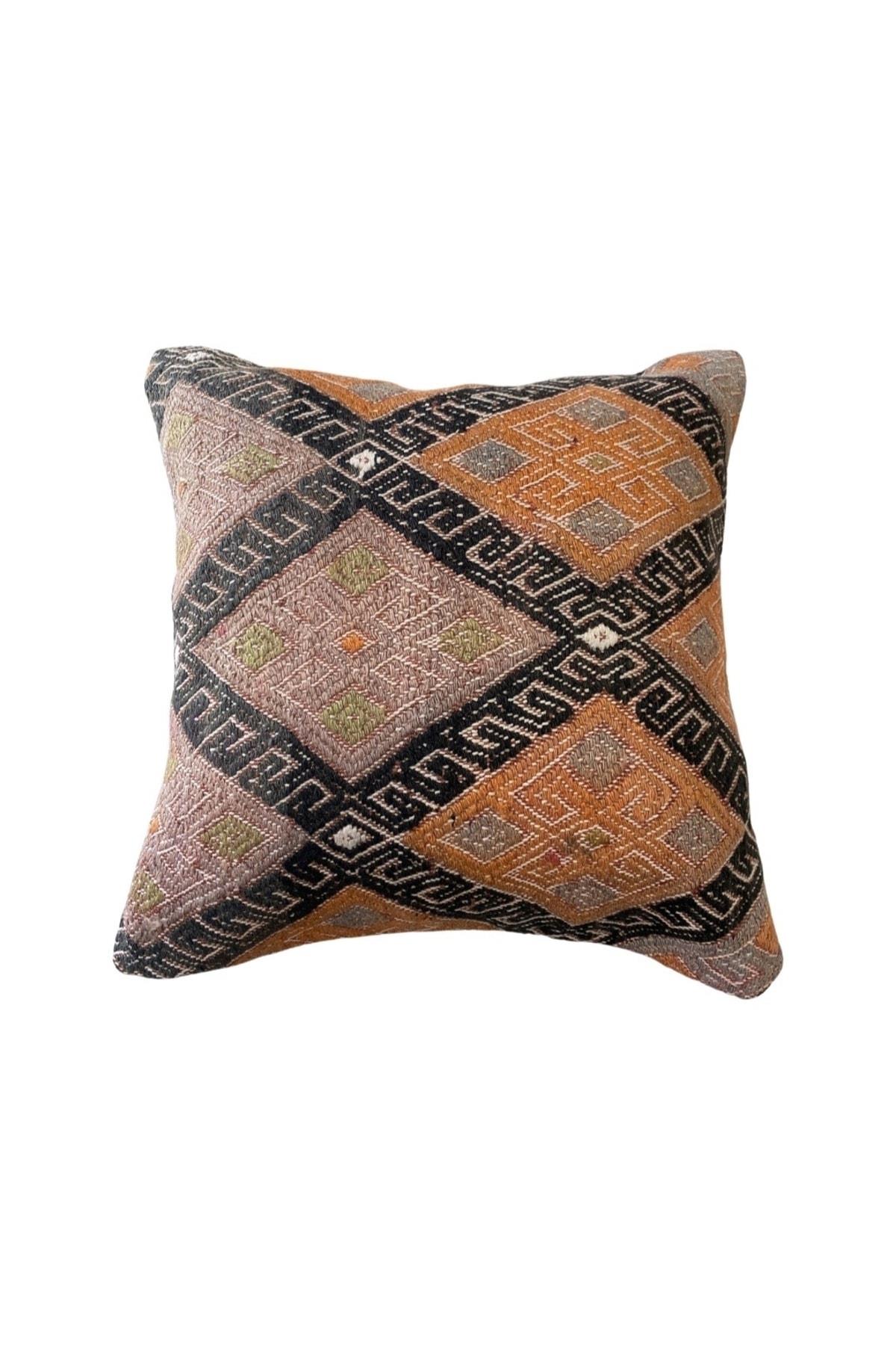 Anadolu Türk Kilimlerinden El Emeği Vintage Yastık Kılıfları 45x45 Cm 13