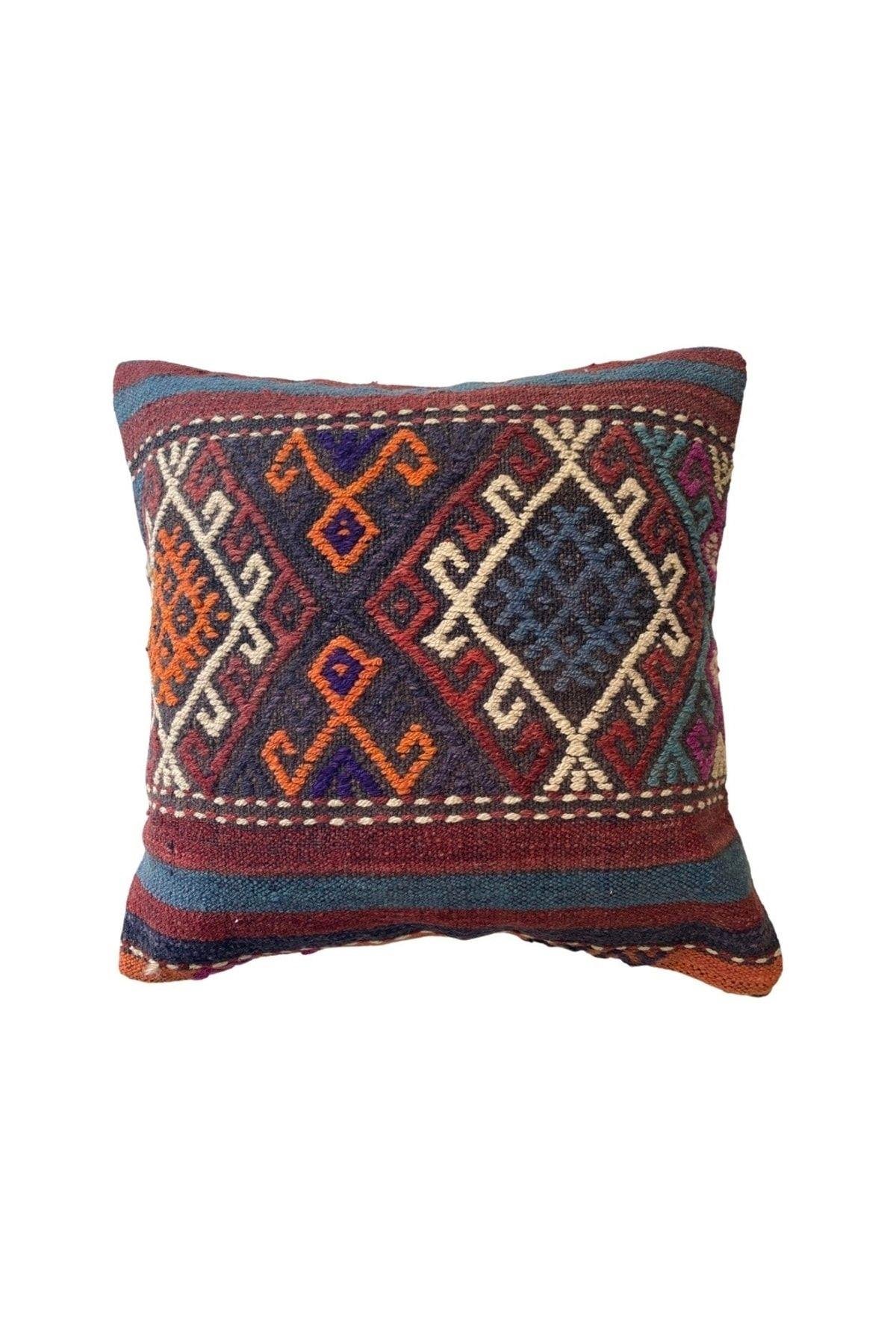 Anadolu Türk Kilimlerinden El Emeği Vintage Yastık Kılıfları 45x45 Cm 6