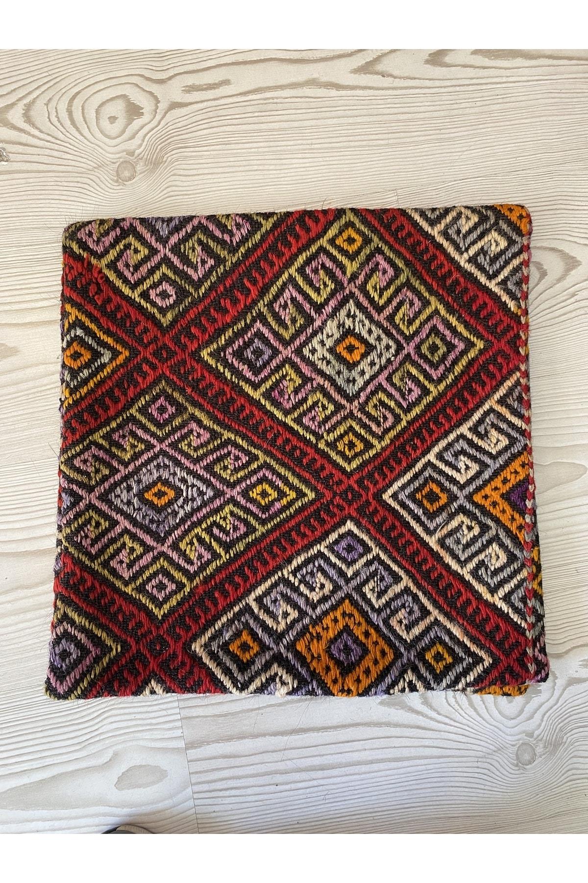 Anadolu Türk Kilimlerinden El Emeği Vintage Yastık Kılıfları 40x40 Cm 9