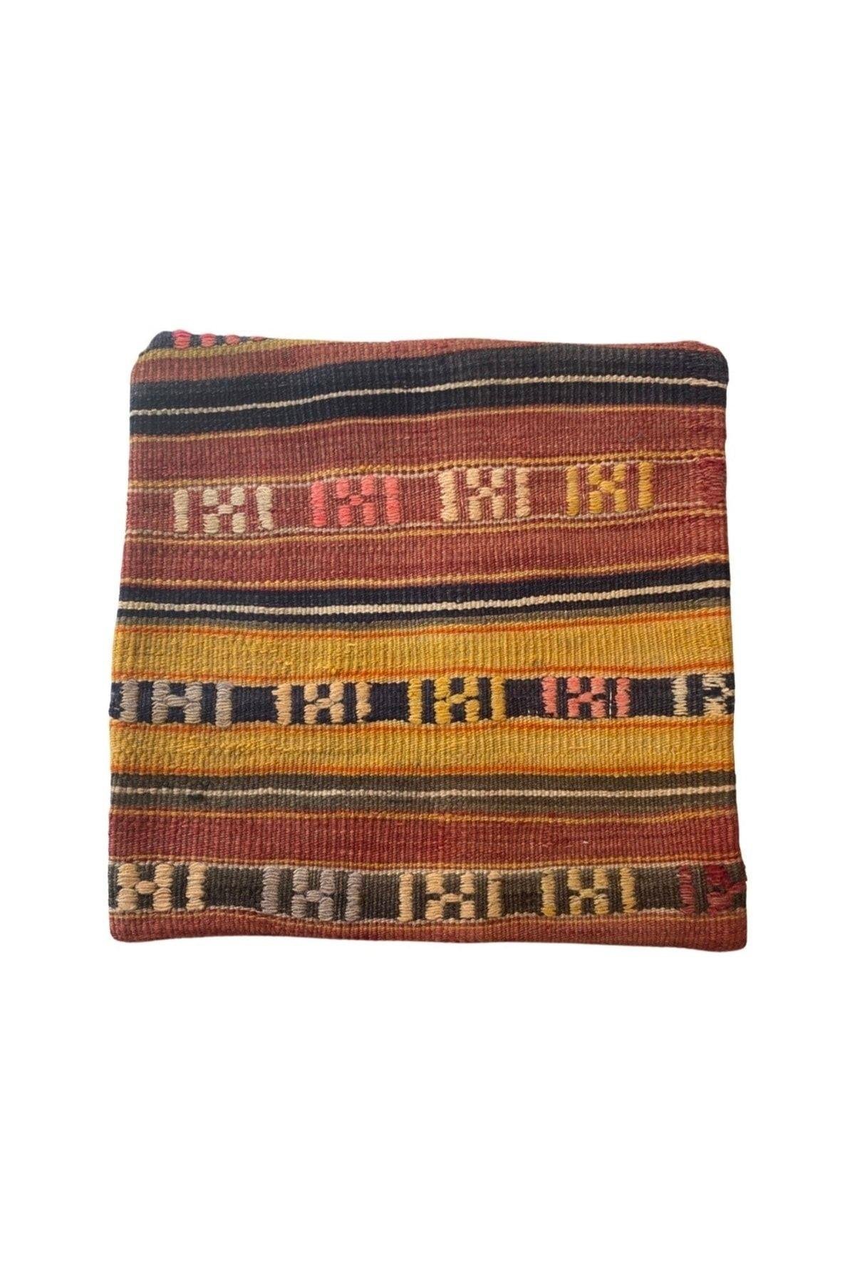 Anadolu Türk Kilimlerinden El Emeği Vintage Yastık Kılıfları 45x45 Cm 19