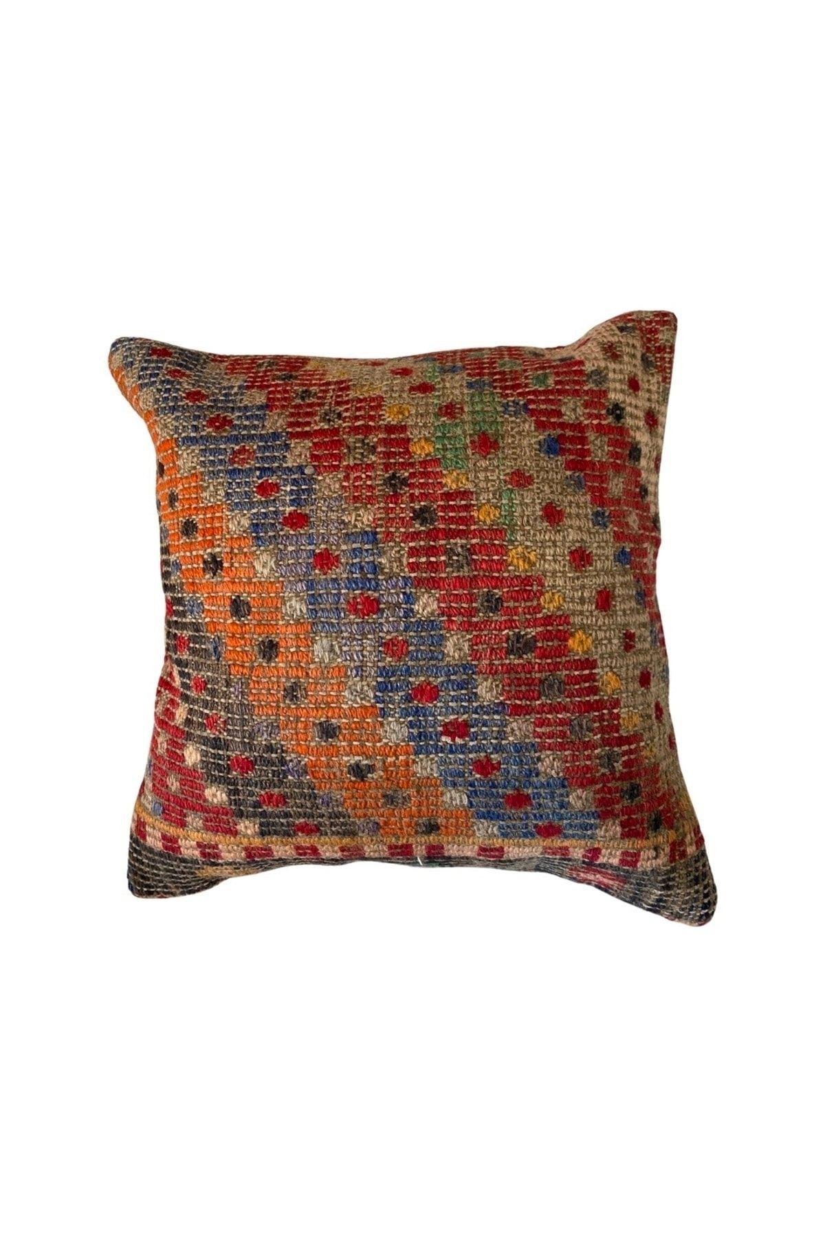 Anadolu Türk Kilimlerinden El Emeği Vintage Yastık Kılıfları 40x40 Cm 12