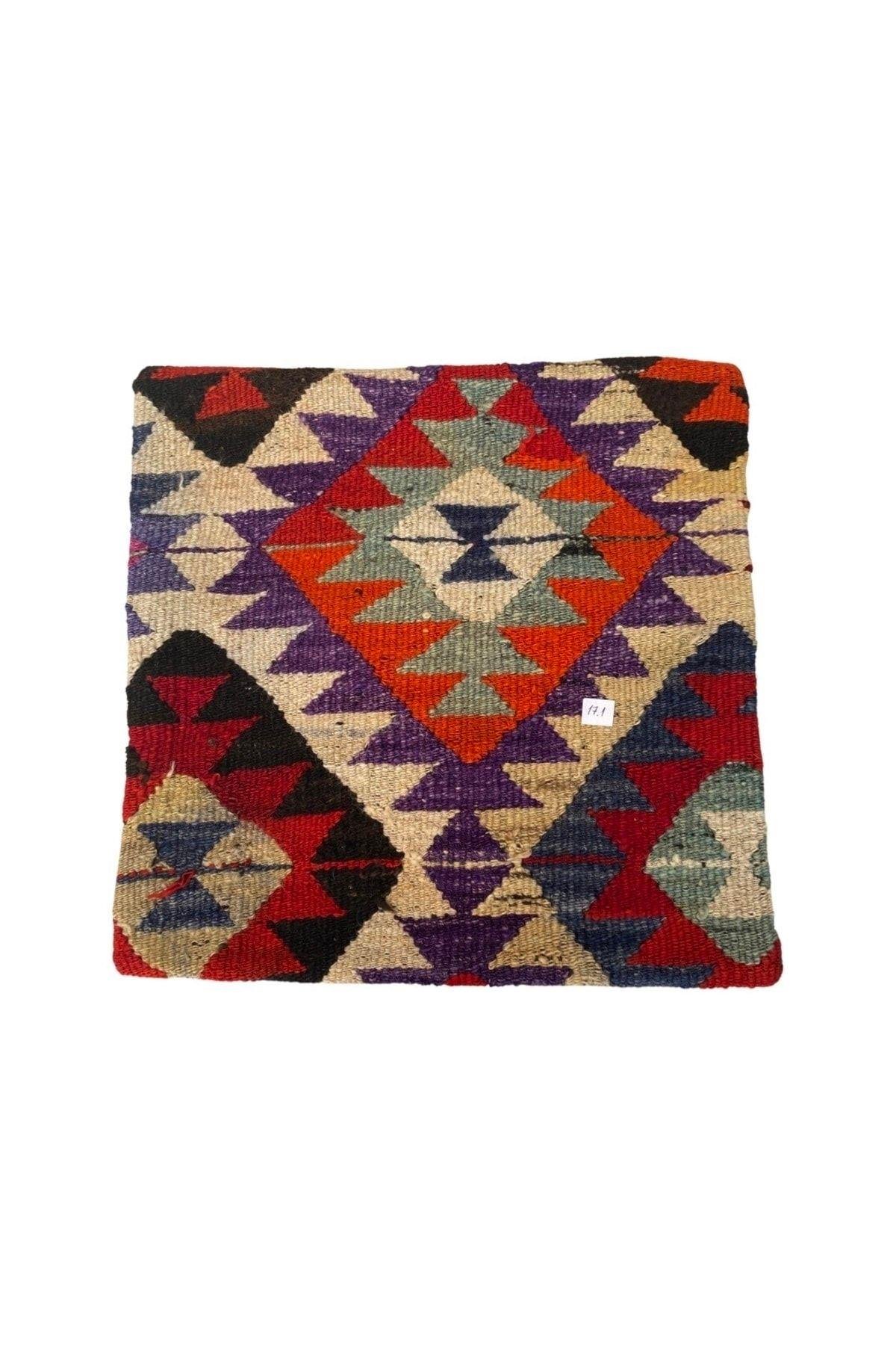Anadolu Türk Kilimlerinden El Emeği Vintage Yastık Kılıfları 40x40 cm 17