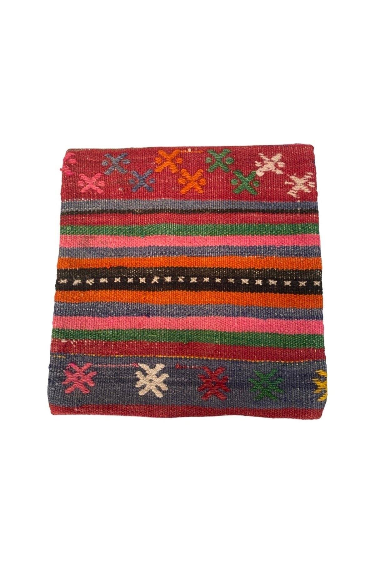 Anadolu Türk Kilimlerinden El Emeği Vintage Yastık Kılıfları 40x40 Cm 22
