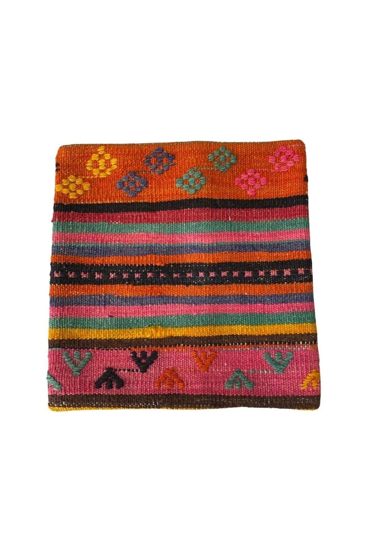 Anadolu Türk Kilimlerinden El Emeği Vintage Yastık Kılıfları 40x40 Cm 3