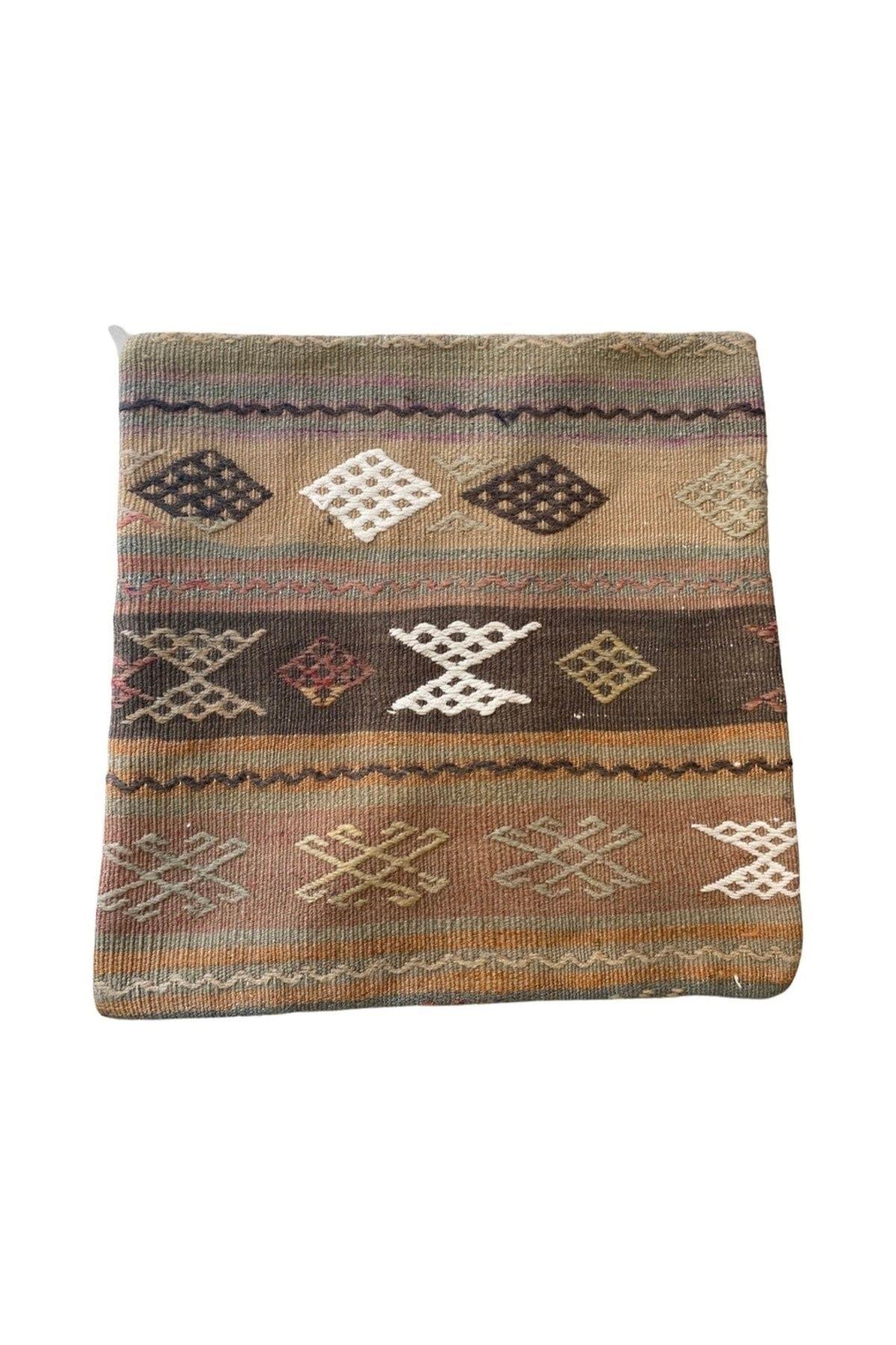 Anadolu Türk Kilimlerinden El Emeği Vintage Yastık Kılıfları 45x45 Cm 5