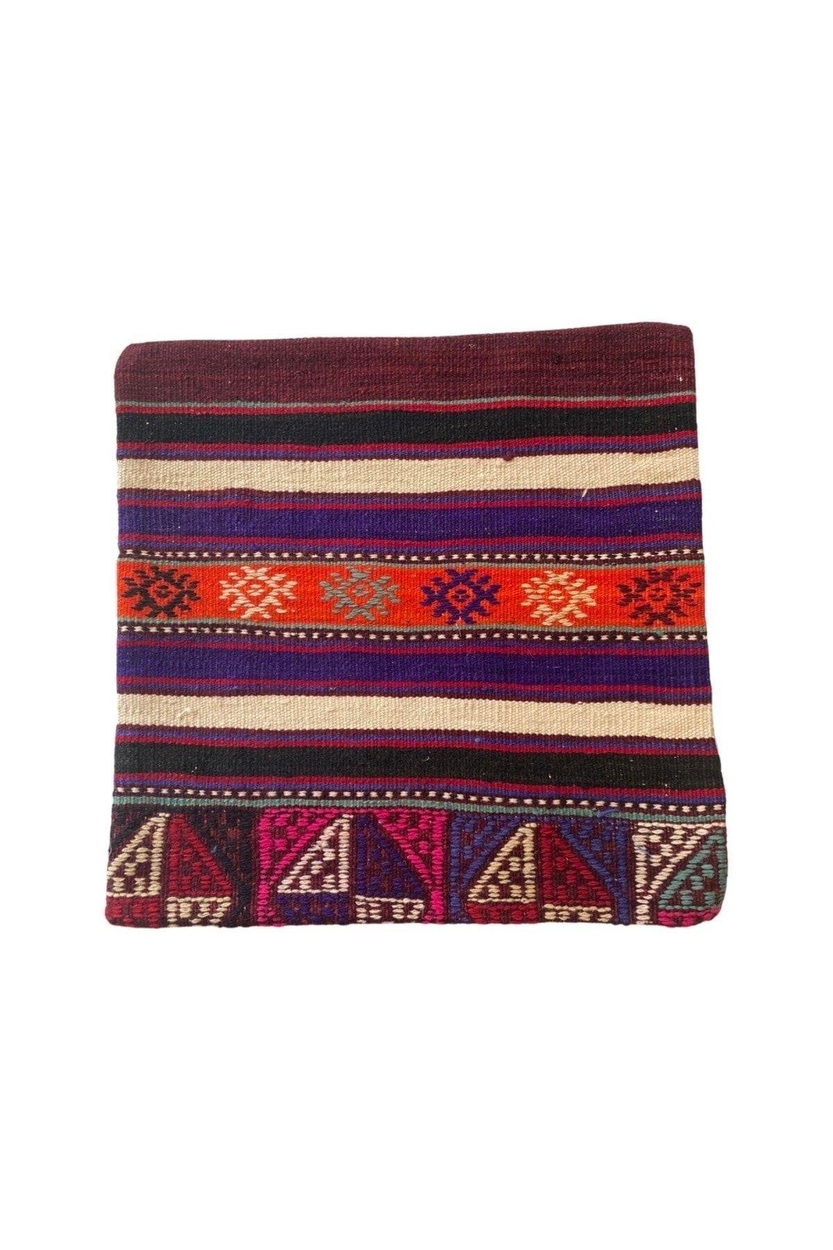 Anadolu Türk Kilimlerinden El Emeği Vintage Yastık Kılıfları 45x45 Cm 18