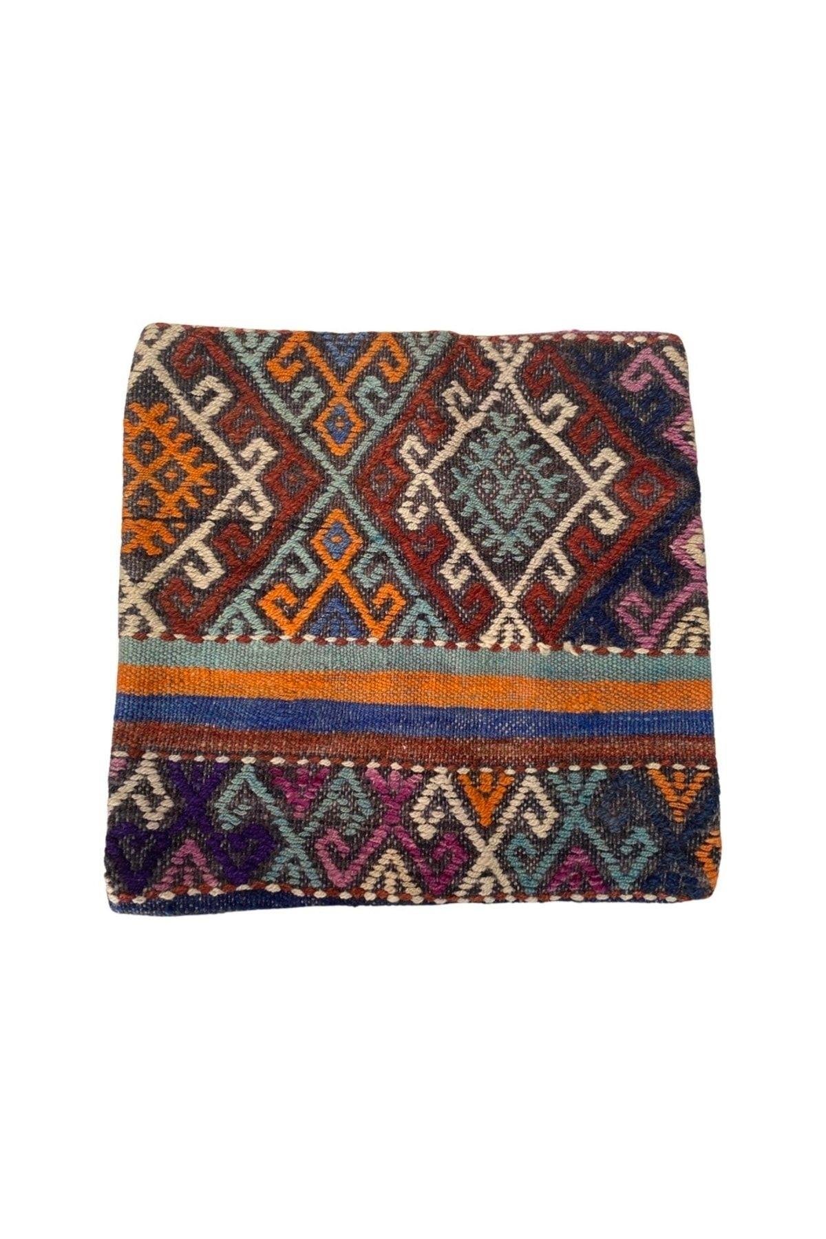 Anadolu Türk Kilimlerinden El Emeği Vintage Yastık Kılıfları 40x40 Cm 15