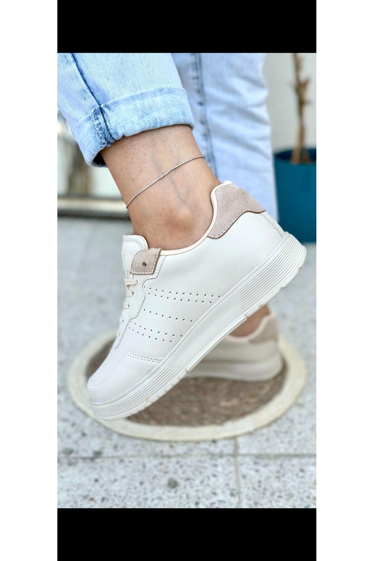 Hafif Tasarımlı Düz Tabanlı Günlük Kullanışlı Düz Renk Unisex Spor Ayakkabı Sneaker
