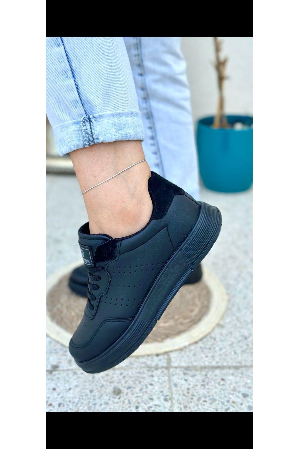 Hafif Tasarımlı Düz Tabanlı Günlük Kullanışlı Düz Renk Unisex Spor Ayakkabı Sneaker
