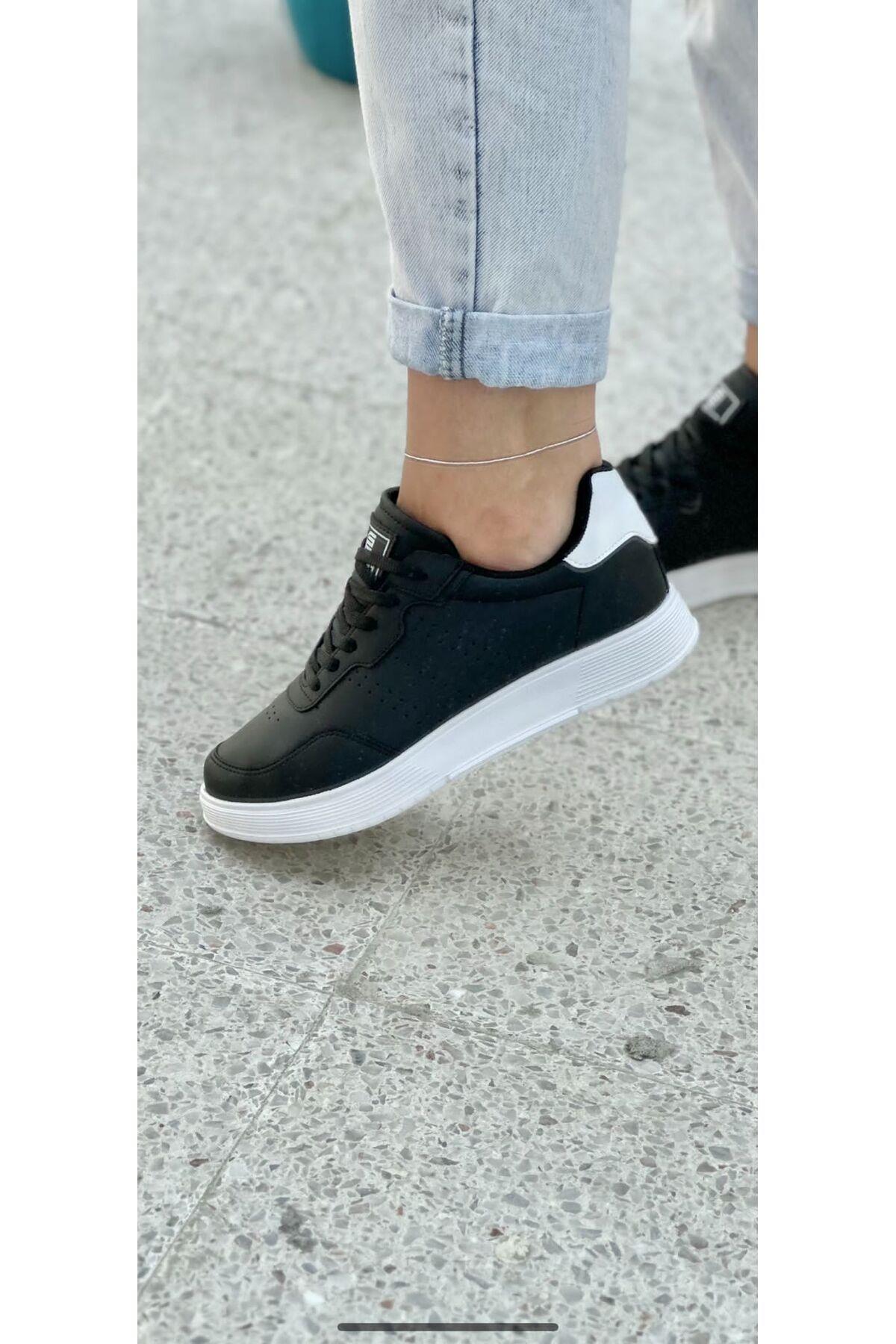 Hafif Tasarımlı Düz Tabanlı Günlük Kullanışlı Düz Renk Unisex Spor Ayakkabı Sneaker