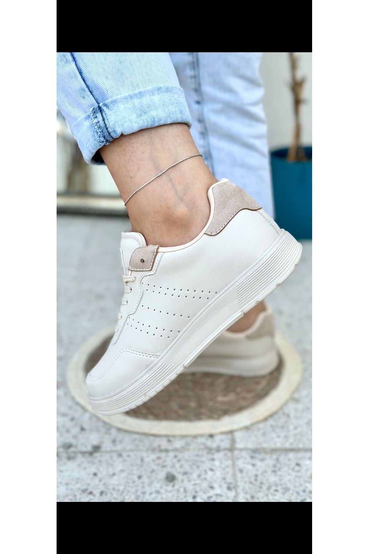 Hafif Tasarımlı Düz Tabanlı Günlük Kullanışlı Düz Renk Unisex Spor Ayakkabı Sneaker