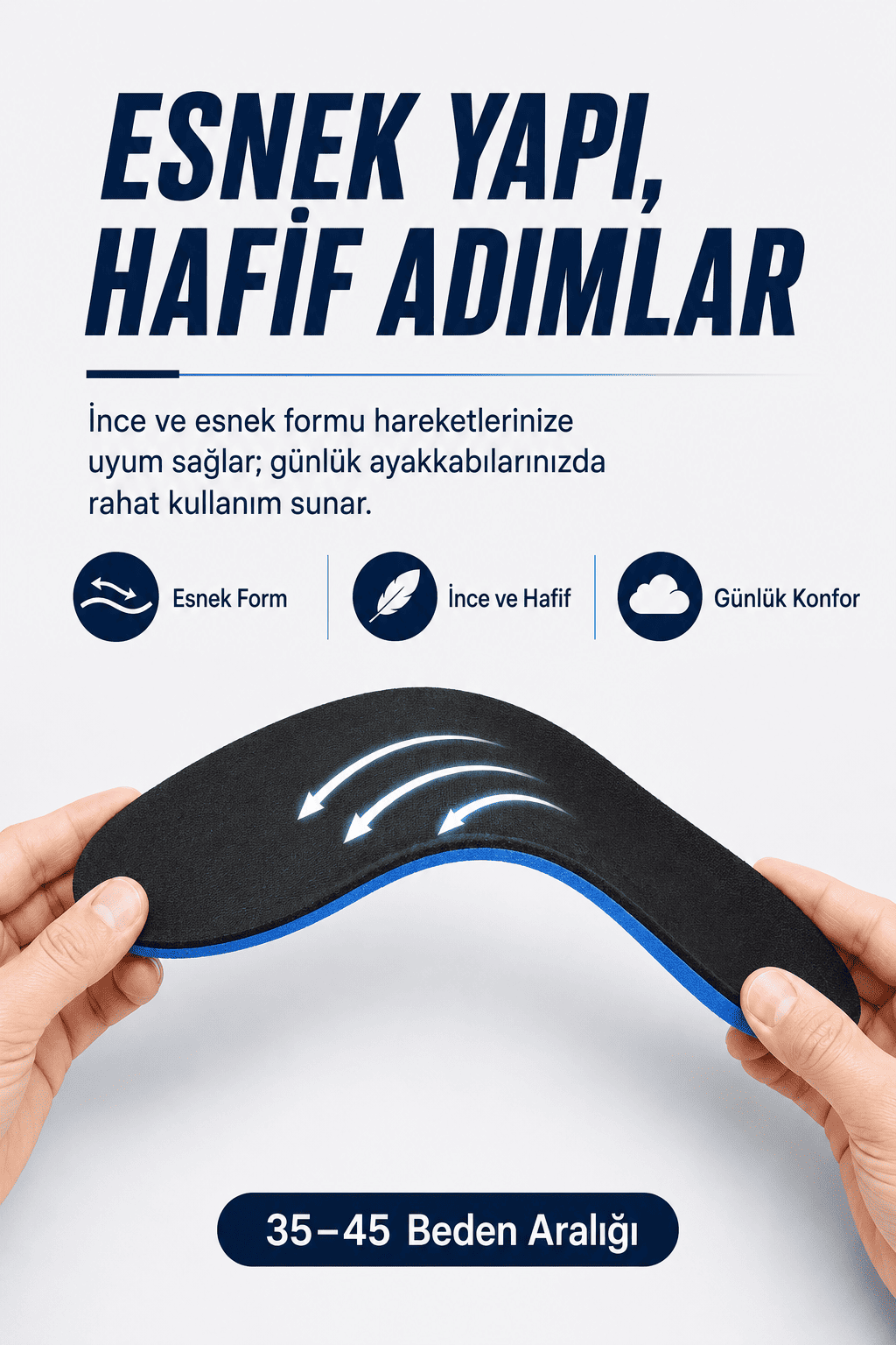 JY001 Memory Foam Hafızalı Darbe Emici Konforlu Ayakkabı Tabanlığı (Kadın/Erkek) Siyah