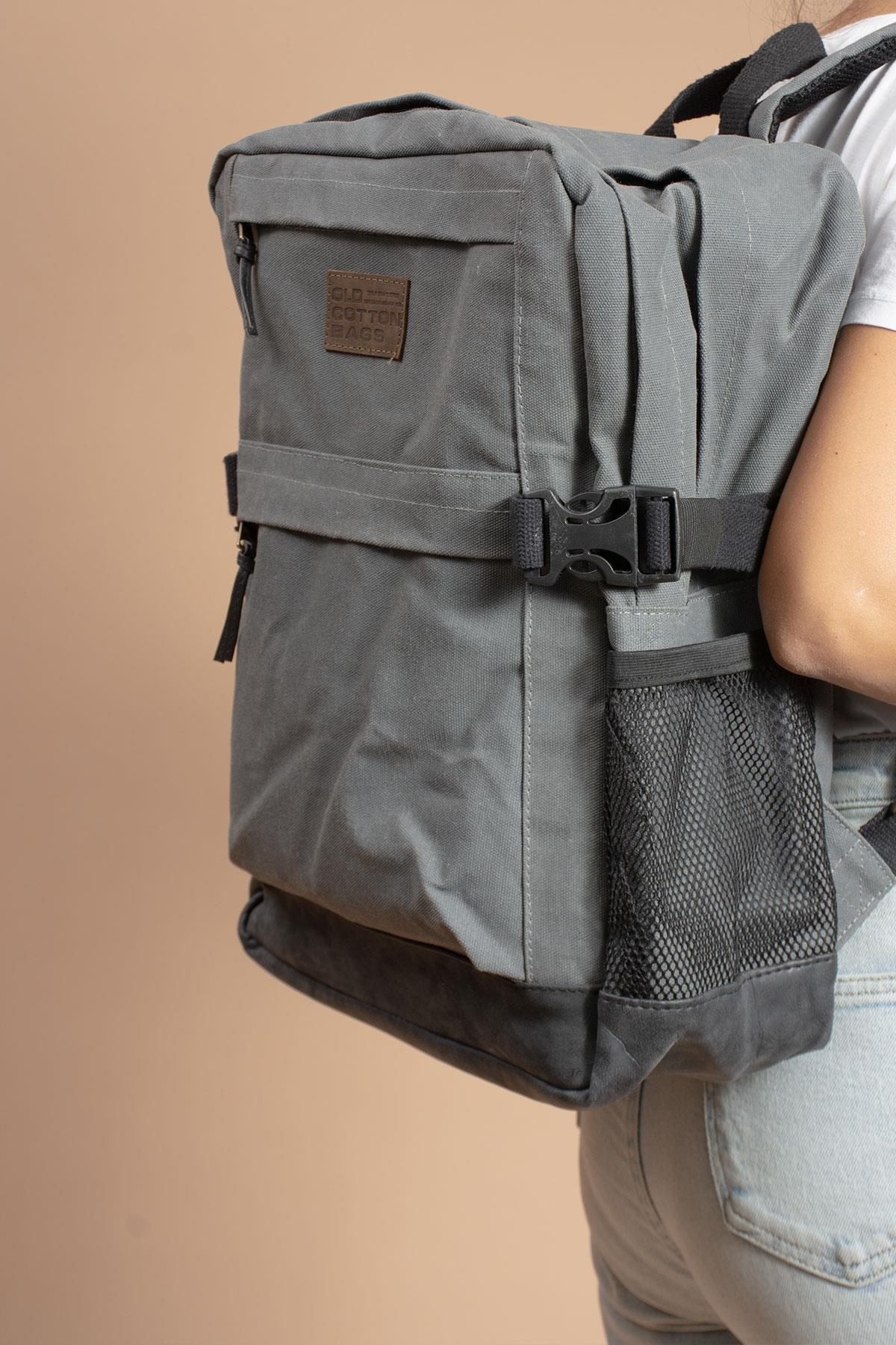 Kullanışlı Seyahat ve Taşıma Çantası Vintage Kanvas Yan Cepli Su Geçirmez Unisex Sırt Çantası