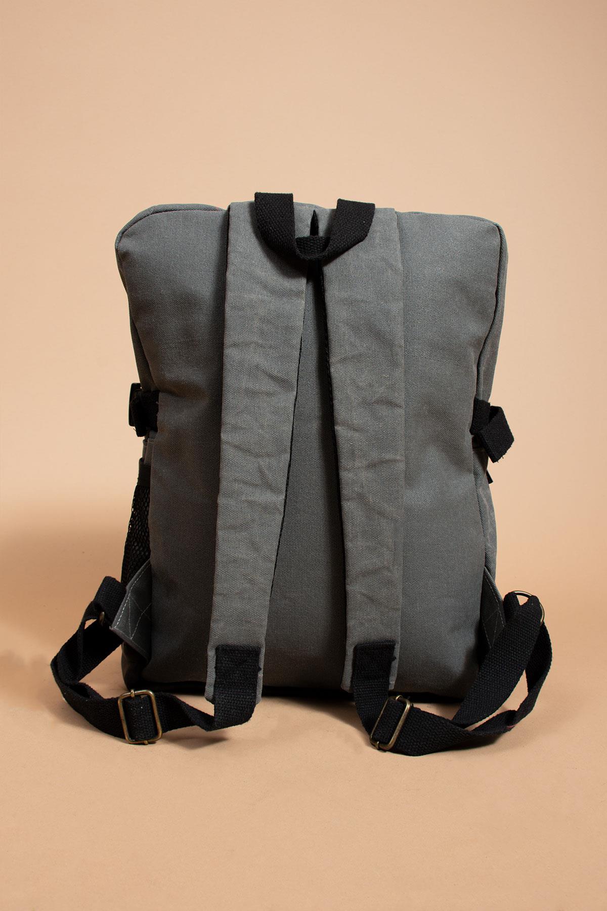 Kullanışlı Seyahat ve Taşıma Çantası Vintage Kanvas Yan Cepli Su Geçirmez Unisex Sırt Çantası