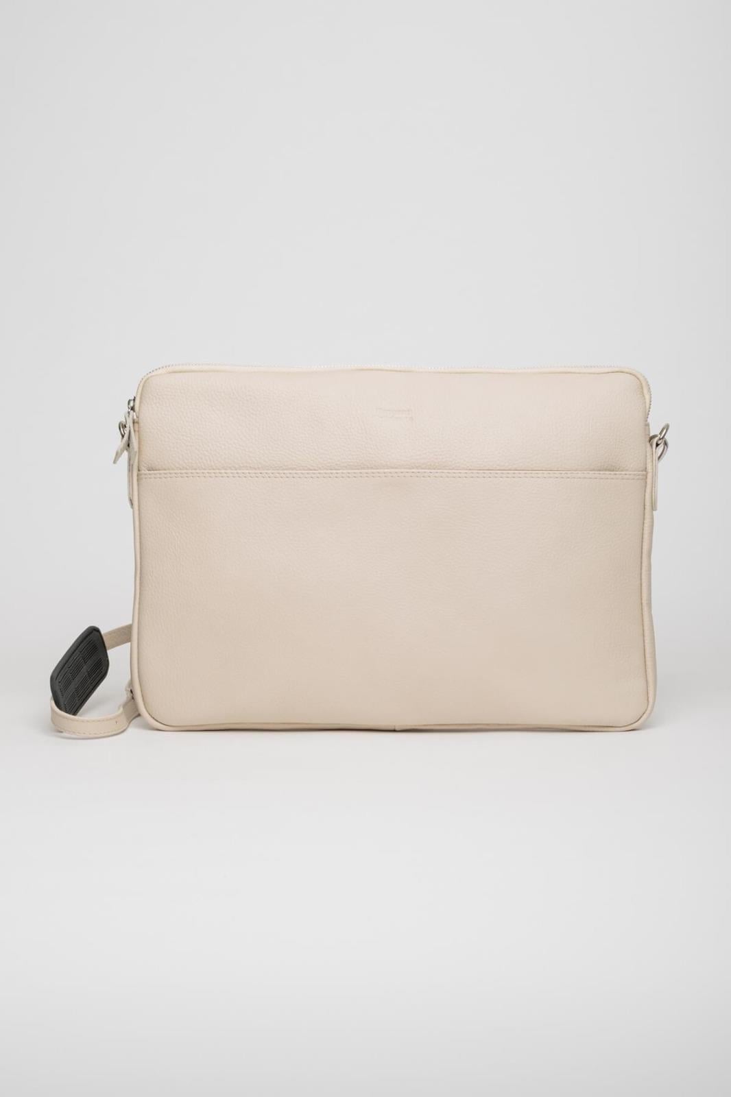 Margaret Unisex Hakiki Deri Omuz Askılı El Geçme Aparatlı Fermuarlı Laptop, Tablet ve Evrak Çantası