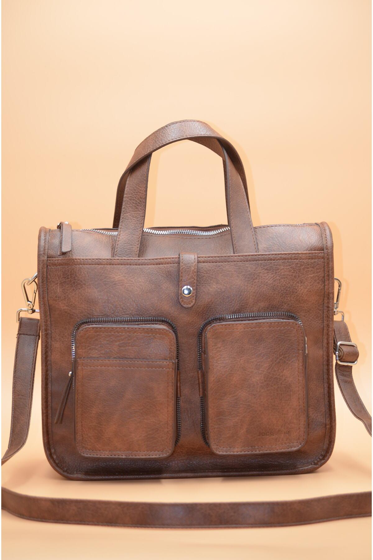 MİRA Vintage Stil Retro Tarz Unisex Tutma Kollu Cep Detaylı Omuz Çantası