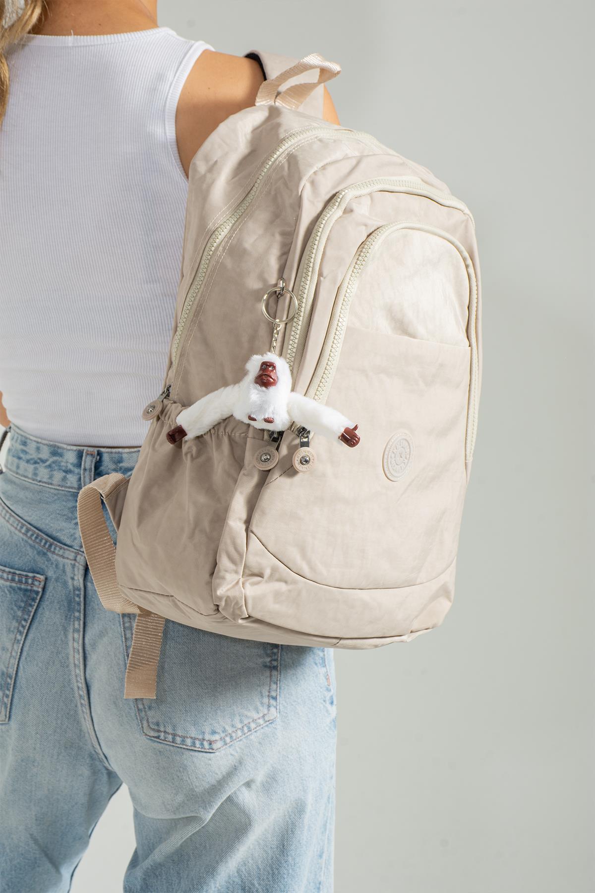 Suya Dayanıklı Çok Bölmeli Goril Maskotlu Unisex Kullanışlı Sırt Çantası, Okul Çantası, Anne Çanta