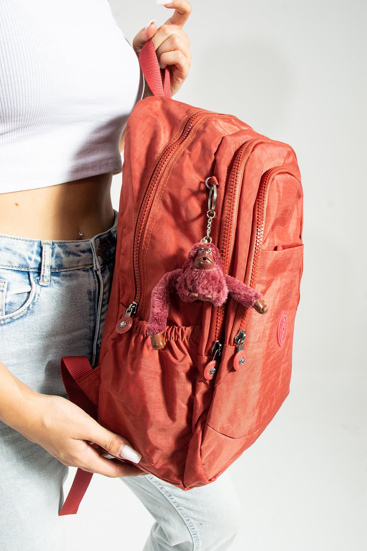 Suya Dayanıklı Çok Bölmeli Goril Maskotlu Unisex Kullanışlı Sırt Çantası, Okul Çantası, Anne Çanta
