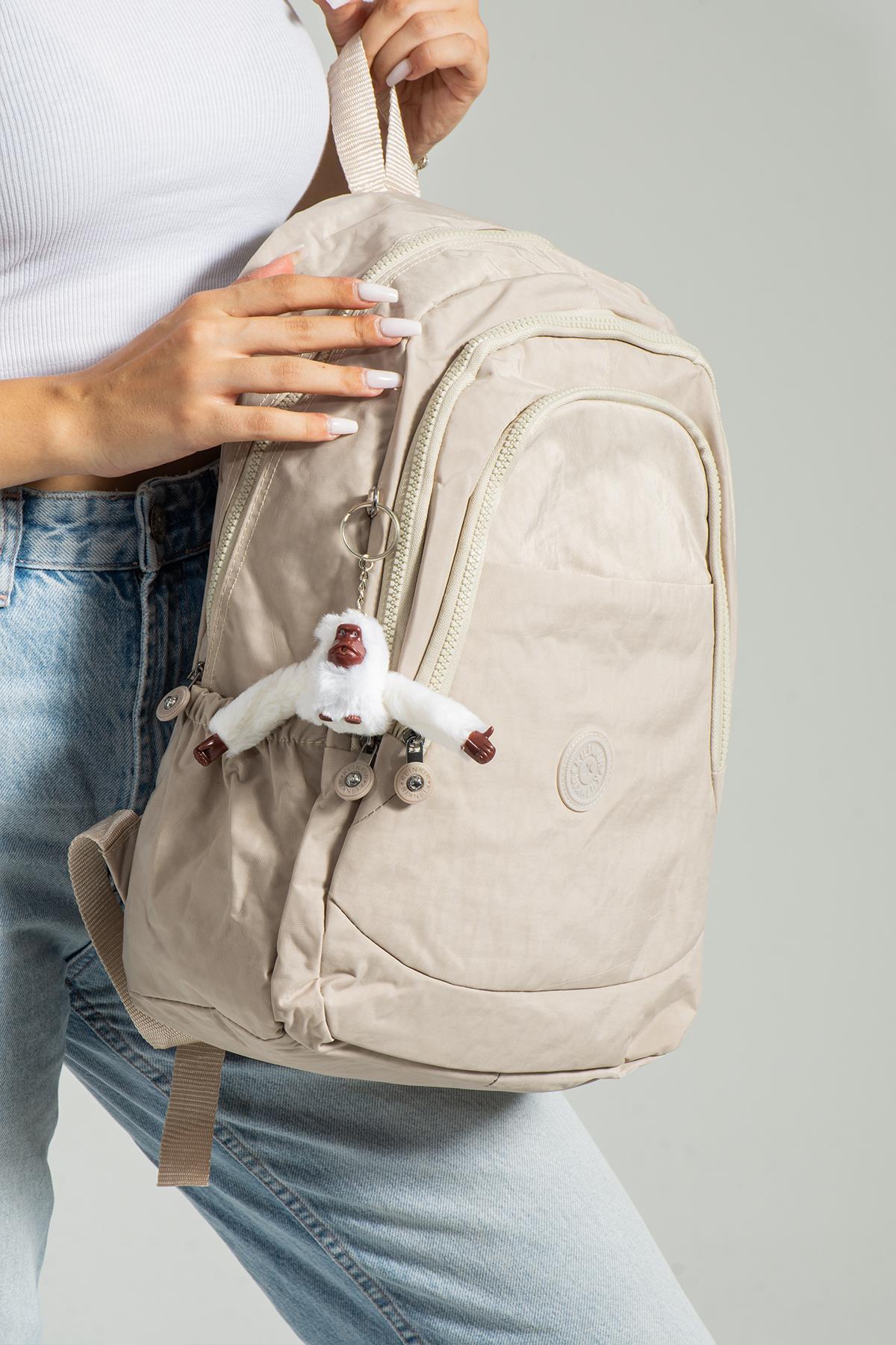 Suya Dayanıklı Çok Bölmeli Goril Maskotlu Unisex Kullanışlı Sırt Çantası, Okul Çantası, Anne Çanta