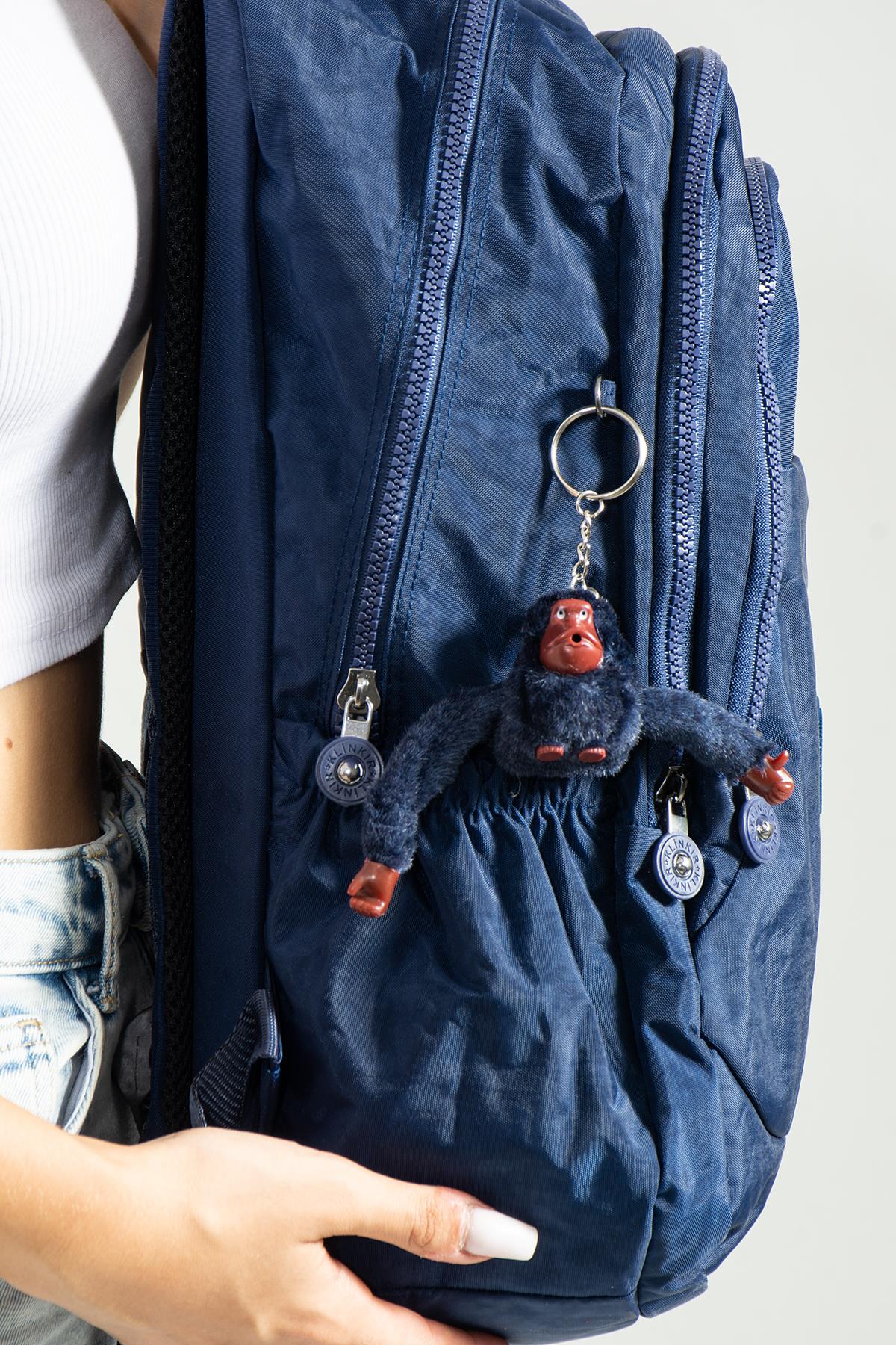 Suya Dayanıklı Çok Bölmeli Goril Maskotlu Unisex Kullanışlı Sırt Çantası, Okul Çantası, Anne Çanta