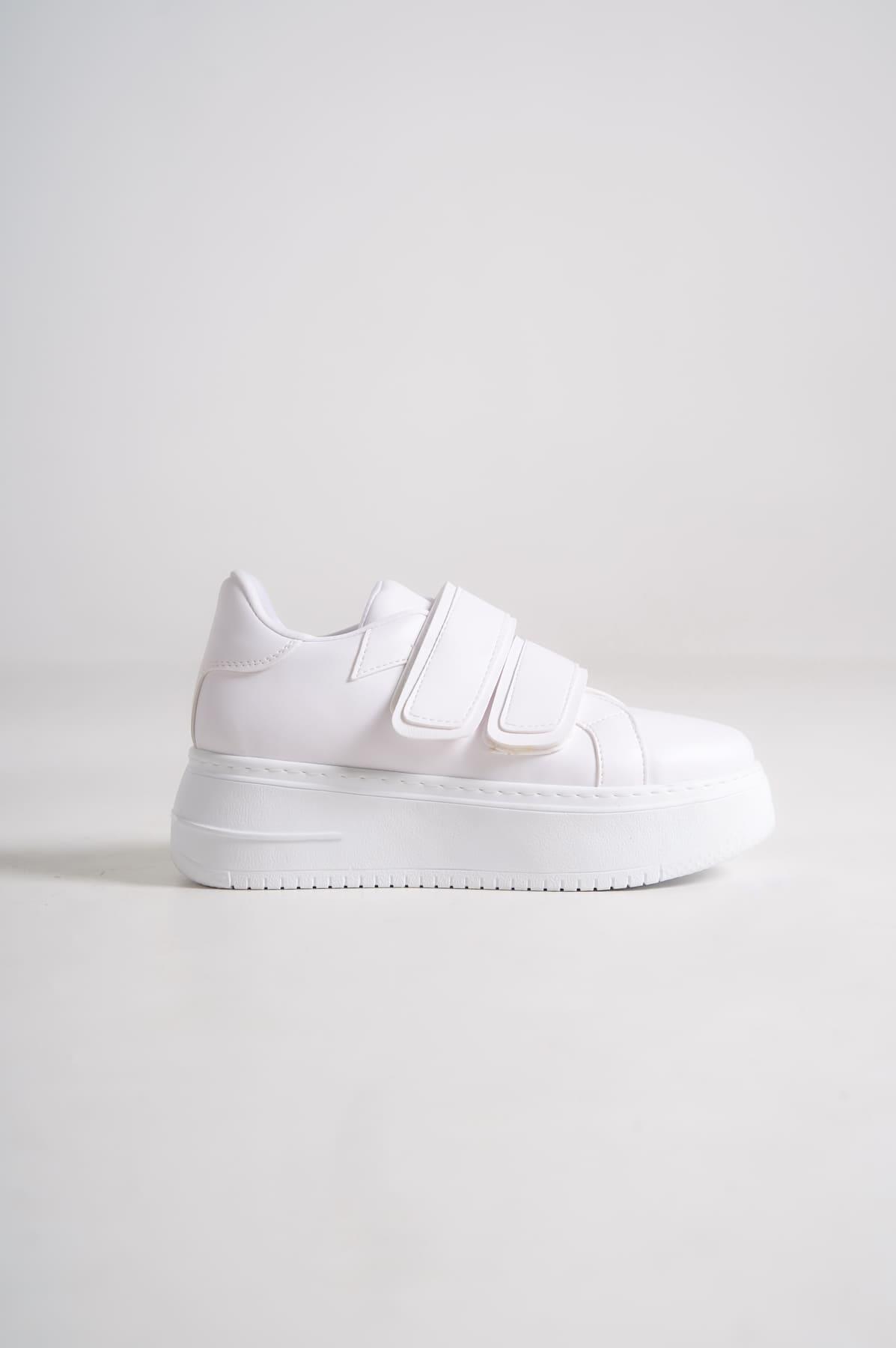 VALENCIA Bağcıksız Cırt Cırtlı Ortopedik Taban Kadın Sneaker Spor Ayakkabı CBT - Beyaz