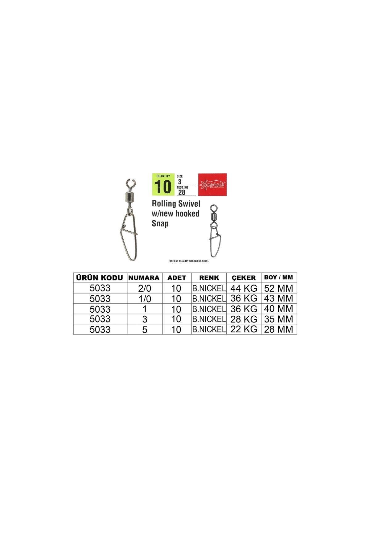 Captain 5033 New Hoked Klips 10'lu Paket Black Nikel NO 1