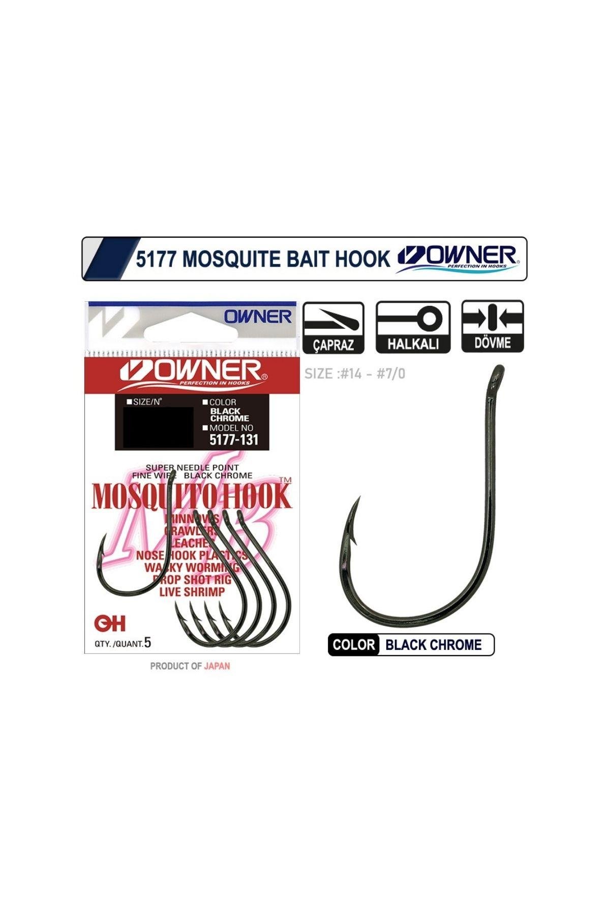 Owner 5177 Mosquito Hook Black Chrome Sinek İğne