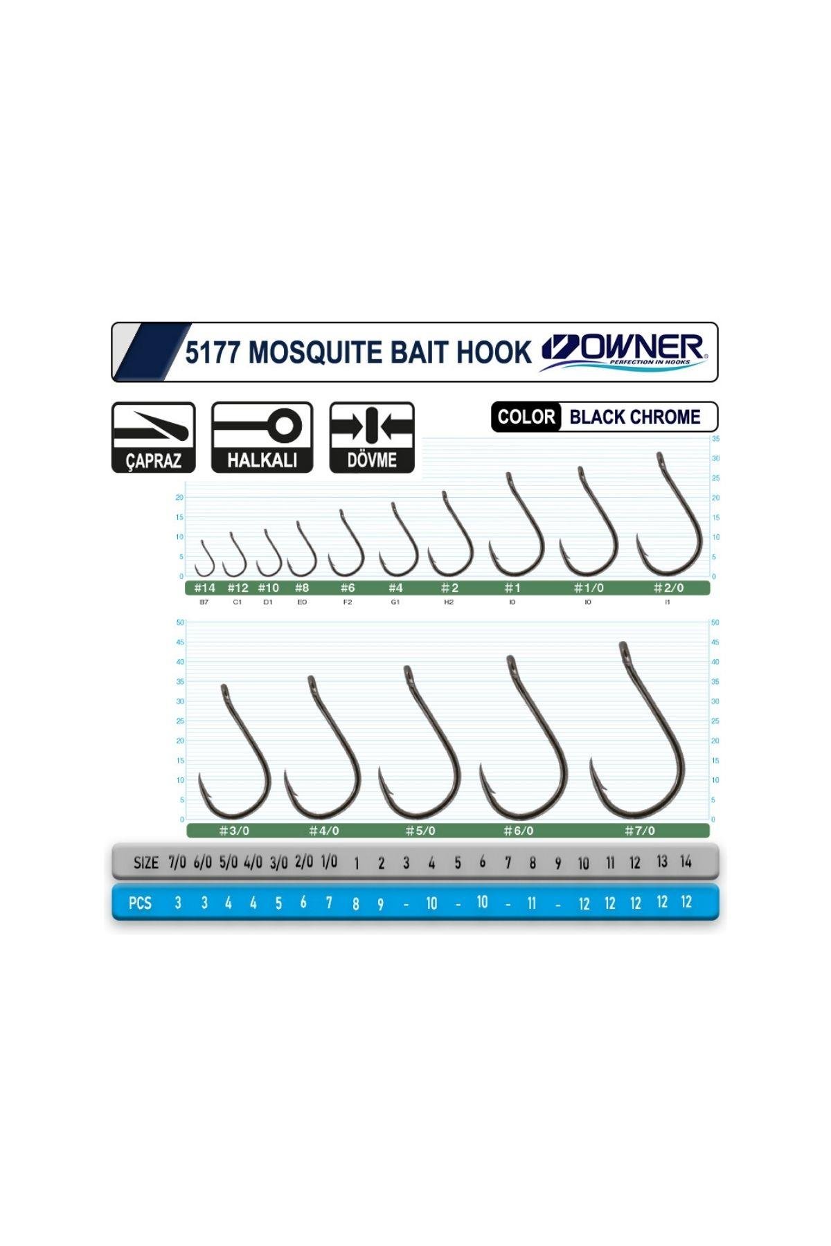 Owner 5177 Mosquito Hook Black Chrome Sinek İğne