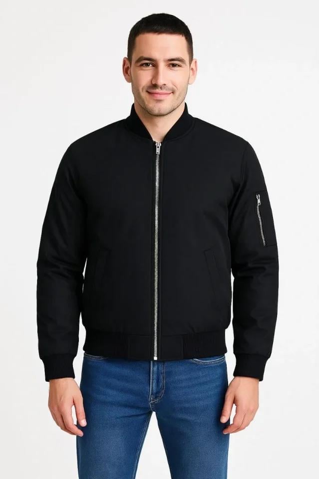 Arka Bomber Ceket - Siyah