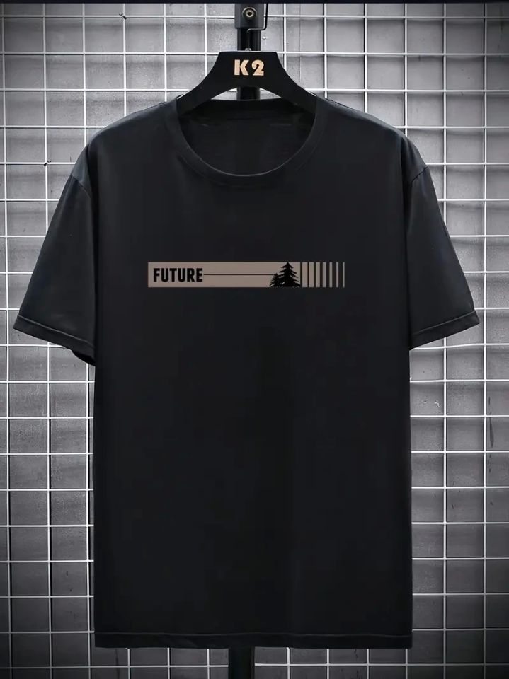 Baskılı Oversize Bisiklet Yaka T-shirt - Beyaz