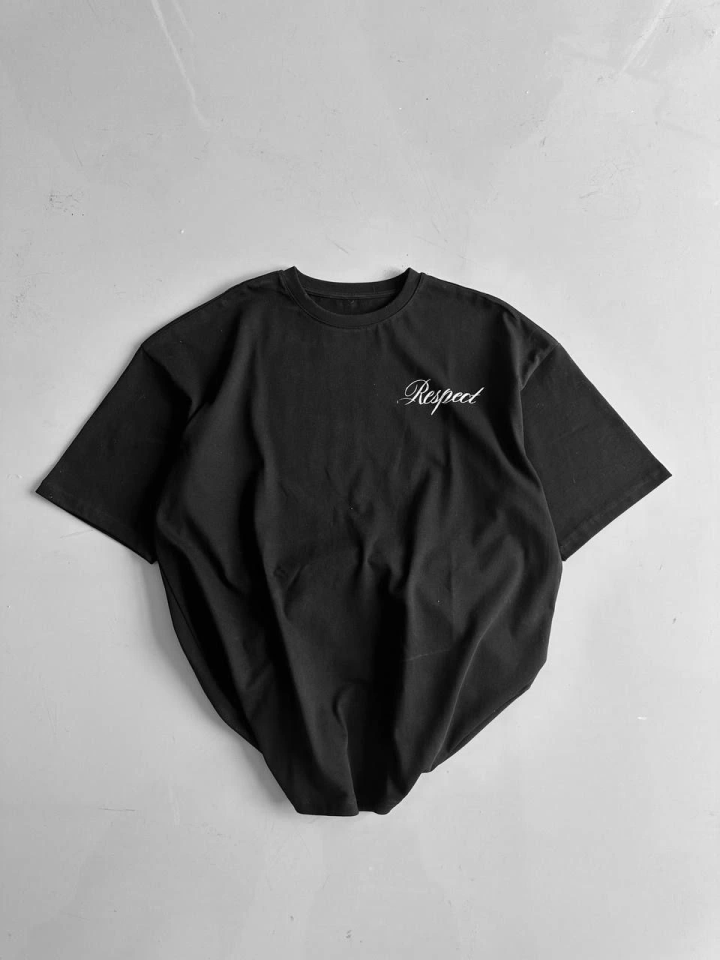 Baskılı Oversize Bisiklet Yaka T-shirt - Beyaz