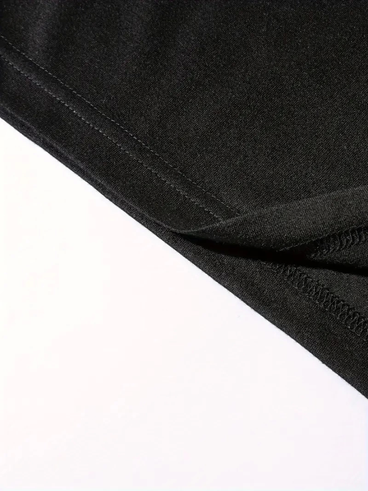 Baskılı Oversize Bisiklet Yaka T-shirt - Siyah