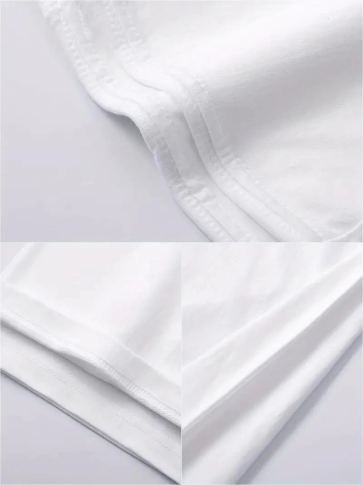 Baskılı Oversize Bisiklet Yaka T-shirt - Beyaz