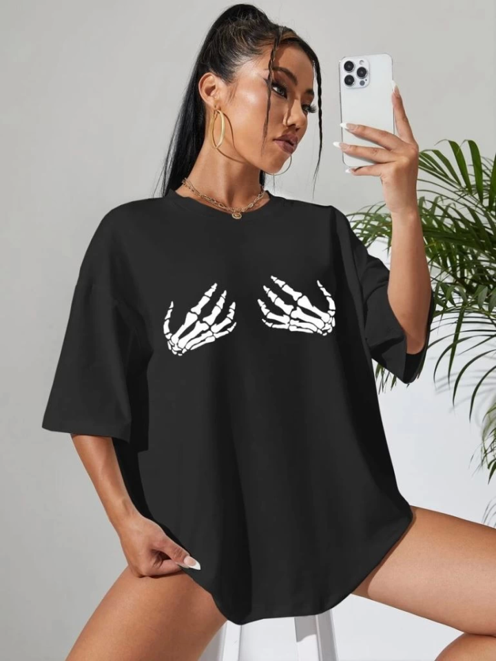 Baskılı T-shirt - Siyah