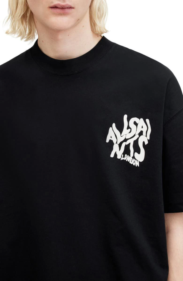 Erkek Baskılı Oversize T-shirt - Siyah