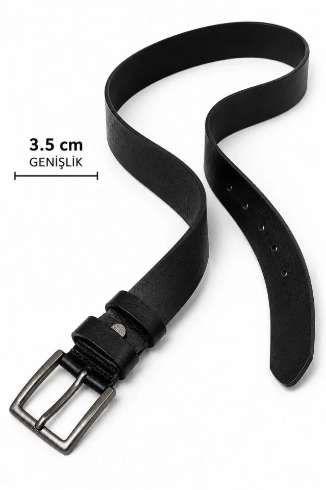 Erkek Hakiki Deri 3.5 Cm Klasik Kemer Metal Tokalı Günlük Ve Klasik Kullanım