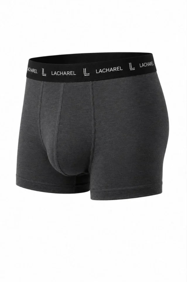 Erkek Likralı Pamuklu Nefes Alan Penye Boxer 3lü Paket - Füme