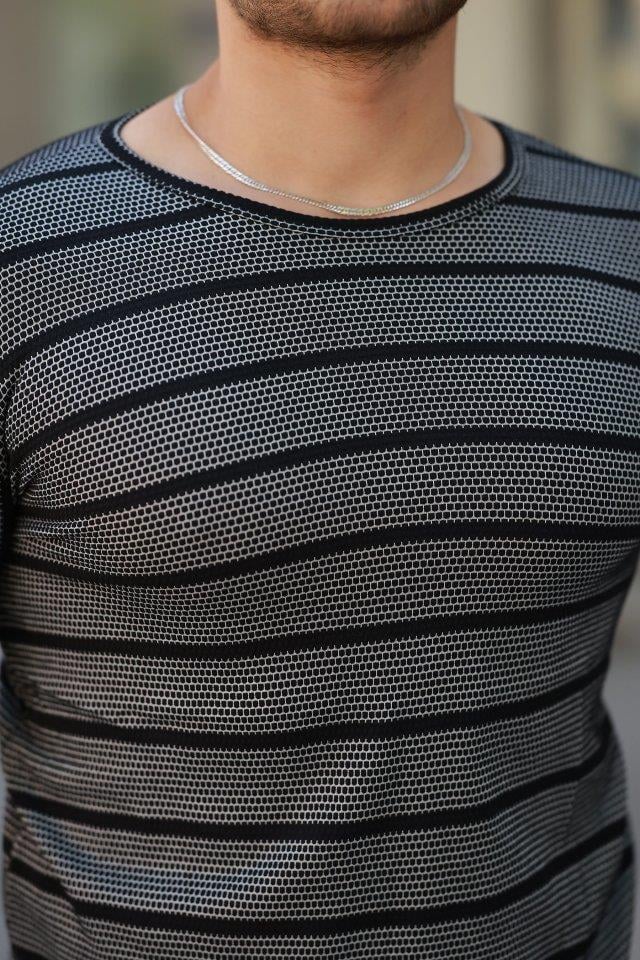 Erkek Petek Desenli Kısa Kollu T-shirt