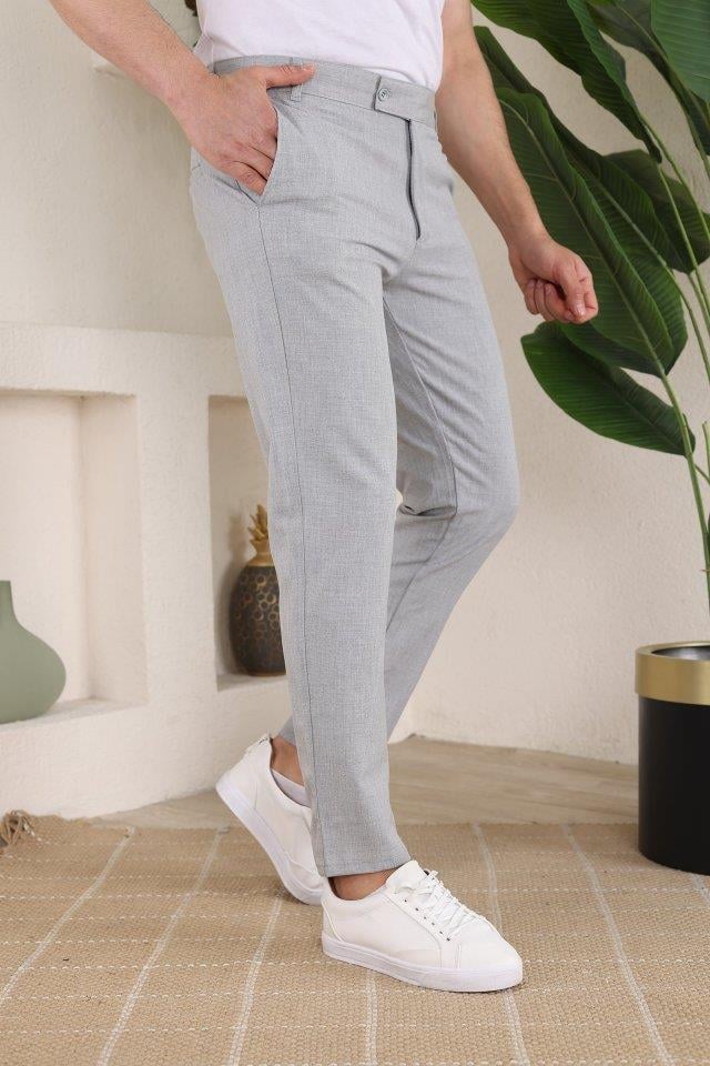 Erkek Slim Fit Likralı Bilek Boy Kumaş Pantolon