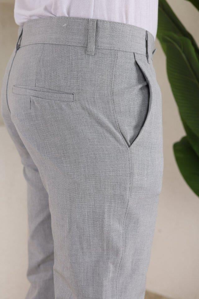 Erkek Slim Fit Likralı Bilek Boy Kumaş Pantolon