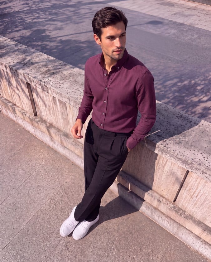 Erkek Standart Kesim Gabardin Kumaş Uzun Kollu Gömlek